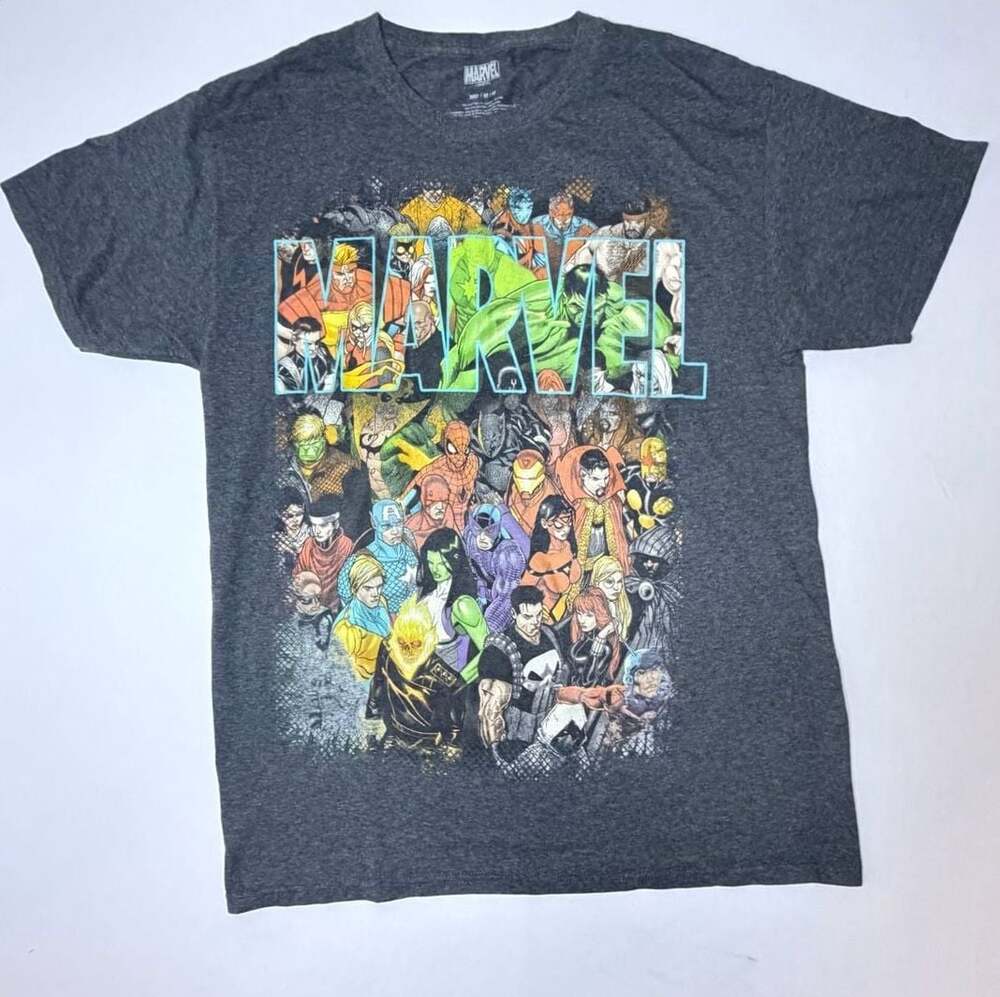 Mad Engine Marvel Comics Multi-Hero Group Graphic T-Shirt